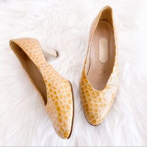 DORNDORF Vintage Mustard Yellow Faux Reptile Skin Heels